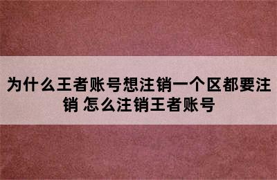 为什么王者账号想注销一个区都要注销 怎么注销王者账号